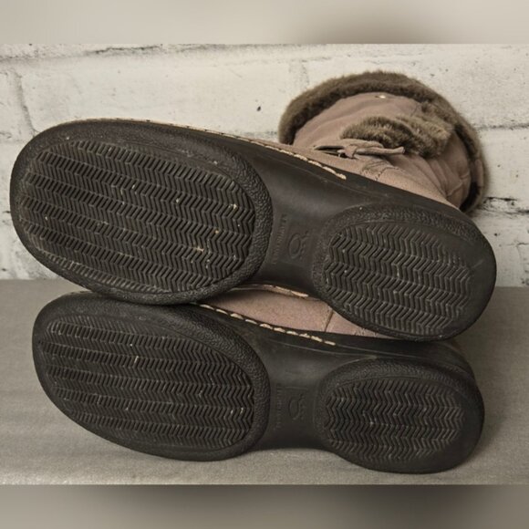 Denver Hayes Taupe Suede Faux Fur Winter Boots Women’s Size 7 Mid Calf Warm Zip - Picture 8 of 13